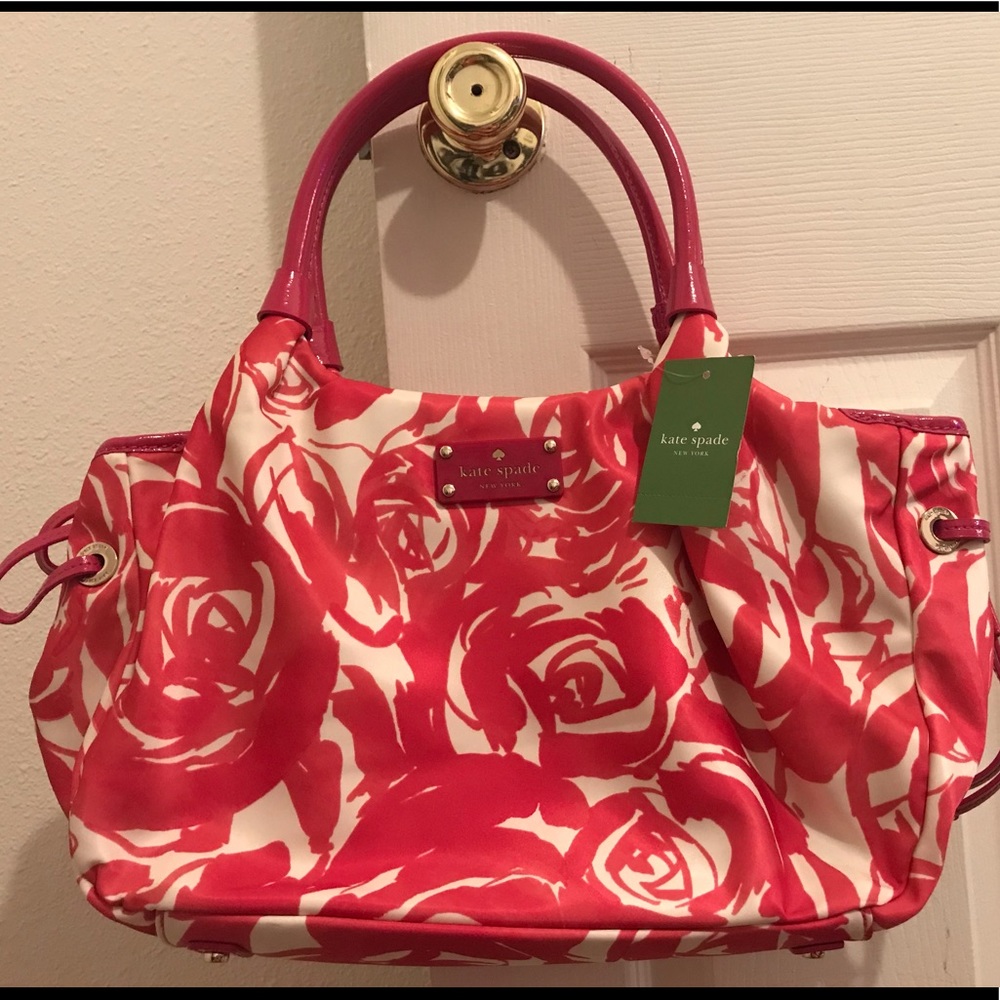 NWT Kate Spade Stevie Roseland Nylon Patent Bag